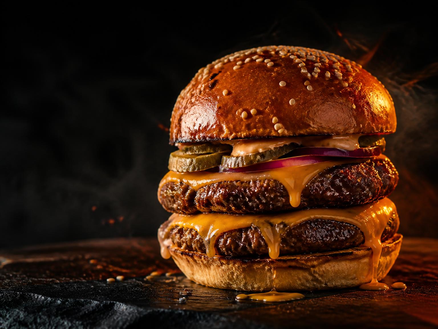 Hambúrguer duplo artesanal da Milena Burger